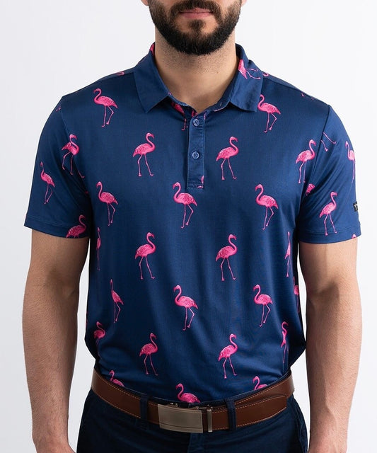 $50 Yatta Golf Men’s Classy Mingo Polo Shirt- Navy/Pink- Small - New With Tags