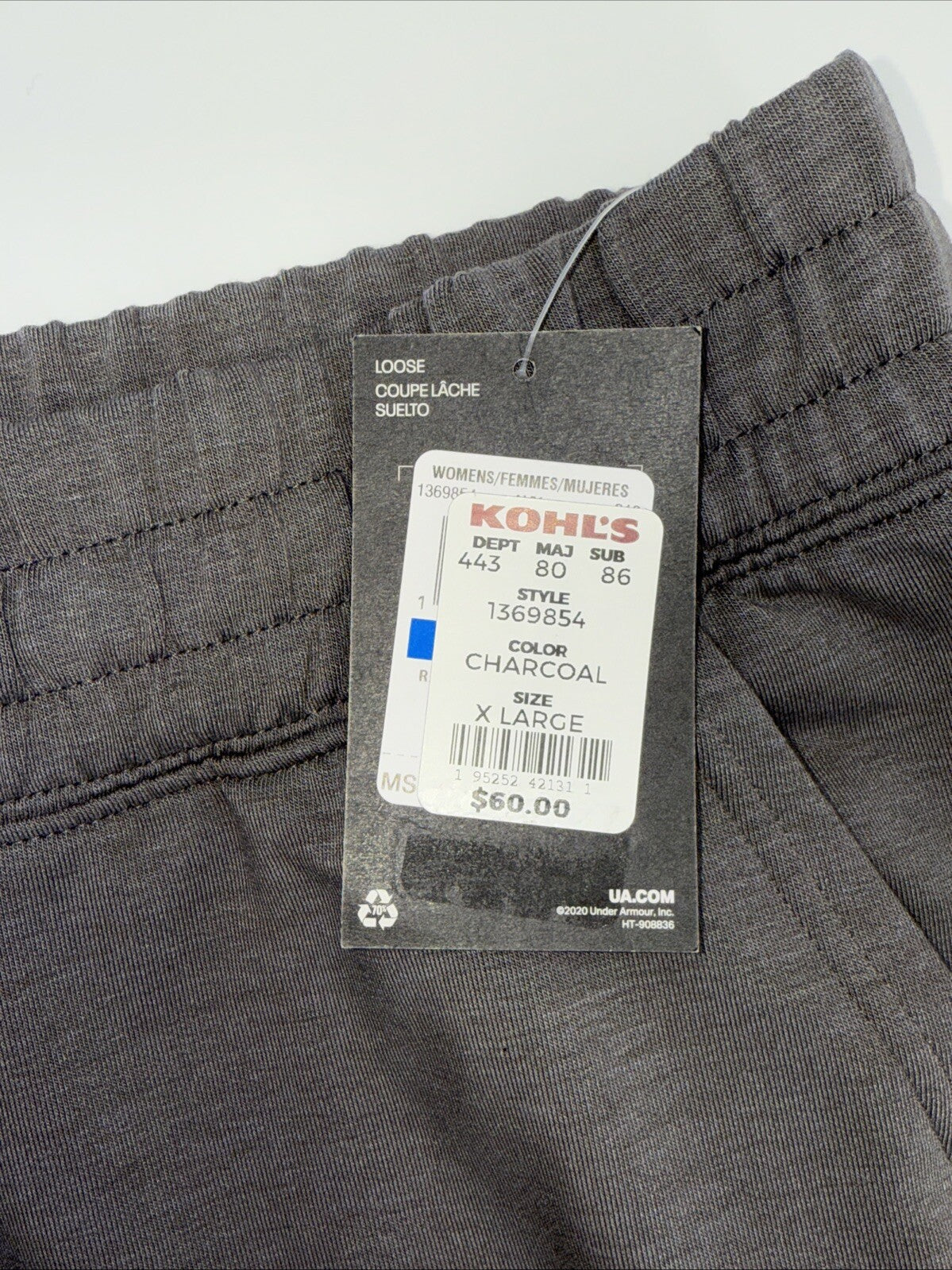 $60Under Armour Women’s Rival Terry Jogger Pull-On Pants-Charcoal-XLarge-NWT
