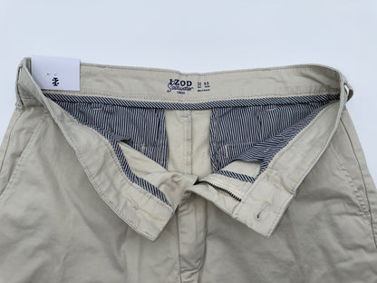 $50 IZOD Men’s Dockside Stretch Shorts 9.5”  - Silver Birch - Size 32 - New
