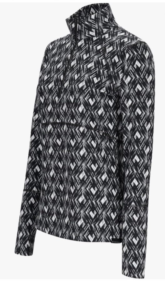 $95 Obermeyer Women’s Geo Discover 1/4 Zip Baselayer Top- White Multi-Large-New