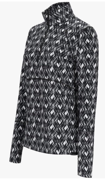 $95 Obermeyer Women’s Geo Discover 1/4 Zip Baselayer Top- White Multi-Large-New