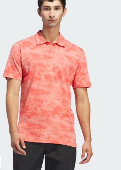 $65 Adidas Men's Flower Mesh Golf Polo Shirt -Coral Fusion Orange- Small -New