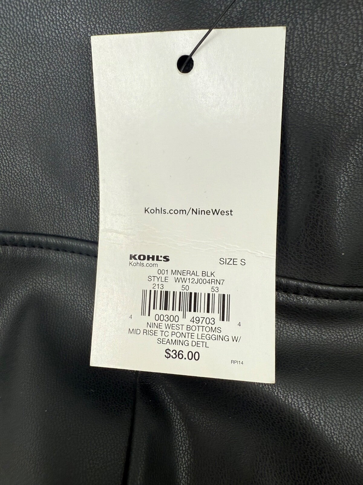 $36 NINE WEST Women's-Ponte Legging- Faux Black Leather- Small-New Tag