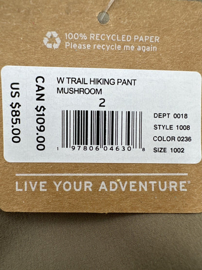 $85 Eddie Bauer Women's Trail Hiking Pants - Mushroom-Size 2 (30W)-New With Tag