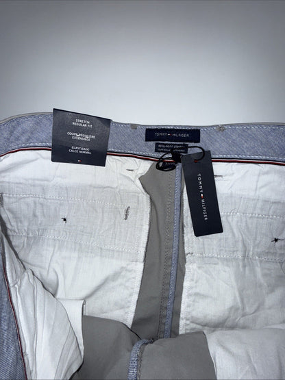 $80 Tommy Hilfiger Men The Flex Chino Cotton Casual Pants -Drizzle Grey-32W 32L