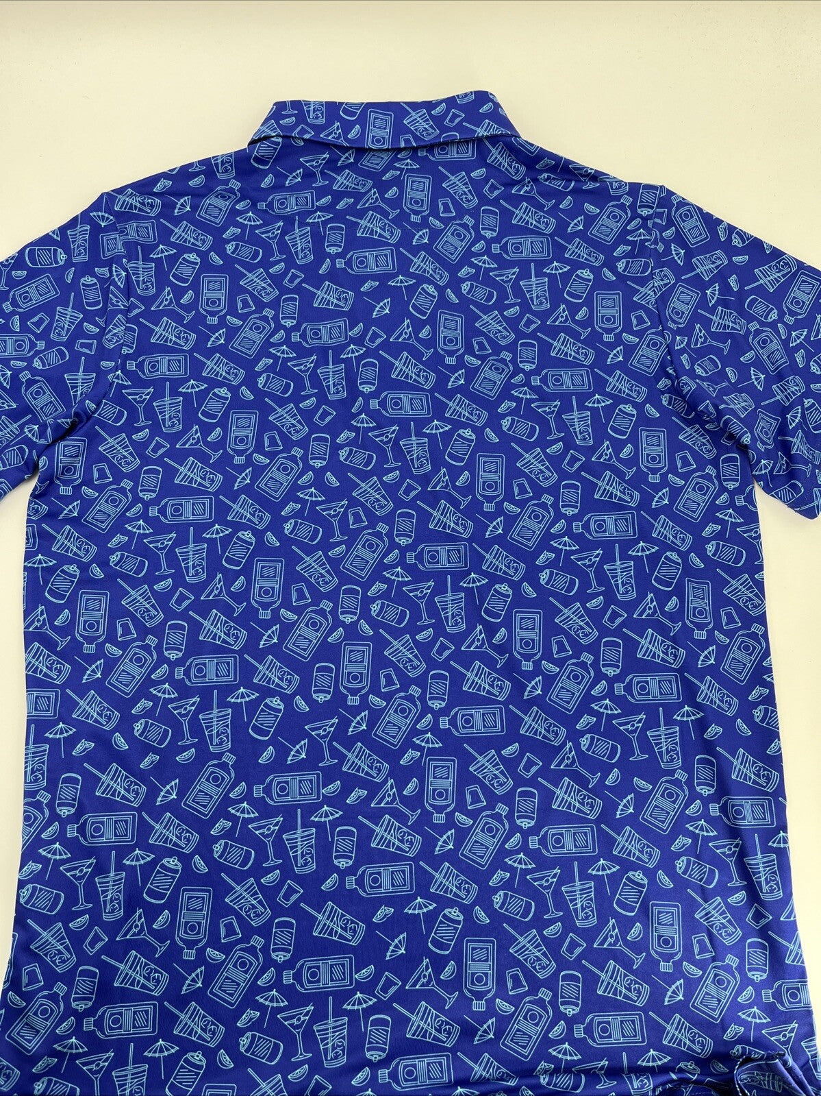 $70 Pins & Aces Men’s Happy Hour Performance Stretch Polo-Blue Bonnet-Medium-New