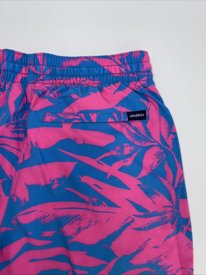 $70 Chubbies The Palm Springers 5.5" Inseam Swim Trunks-Pink/Blue-Small-New Tag