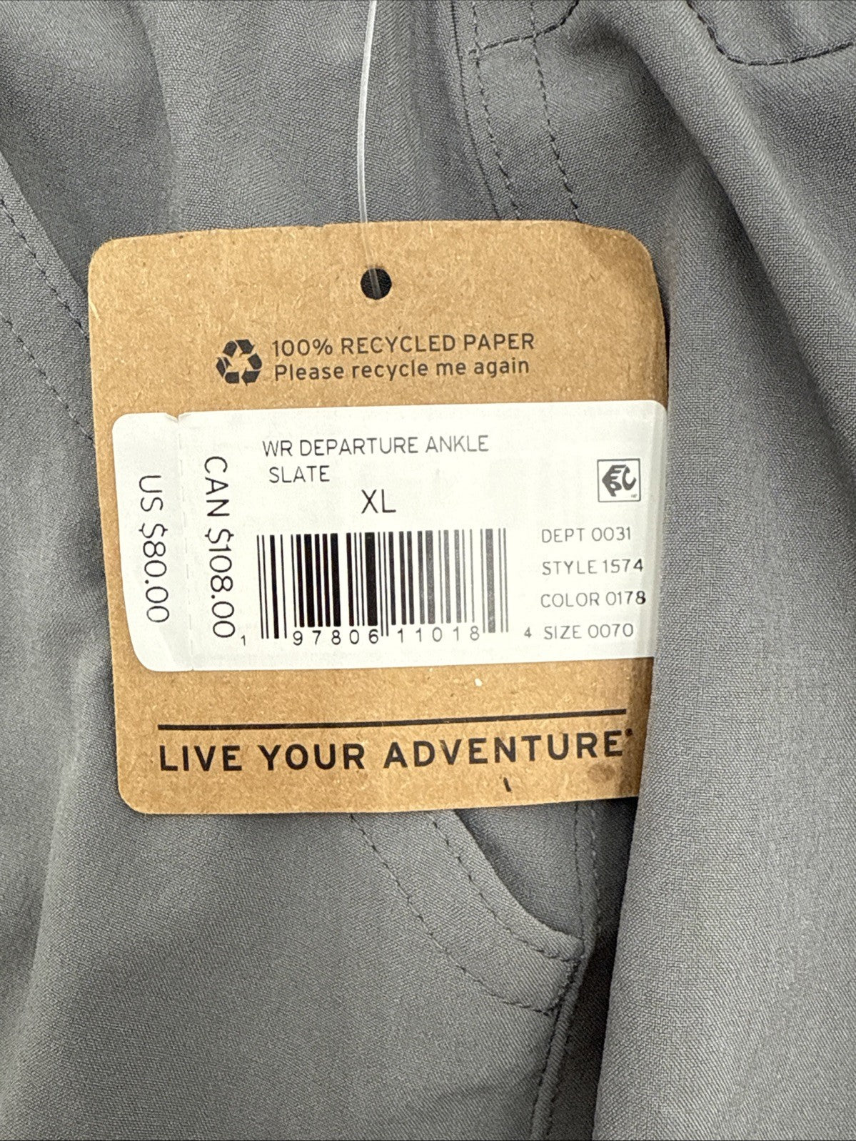 $80 Eddie Bauer Women's Departure Ankle Pants - Grey- XLarge - New Tag