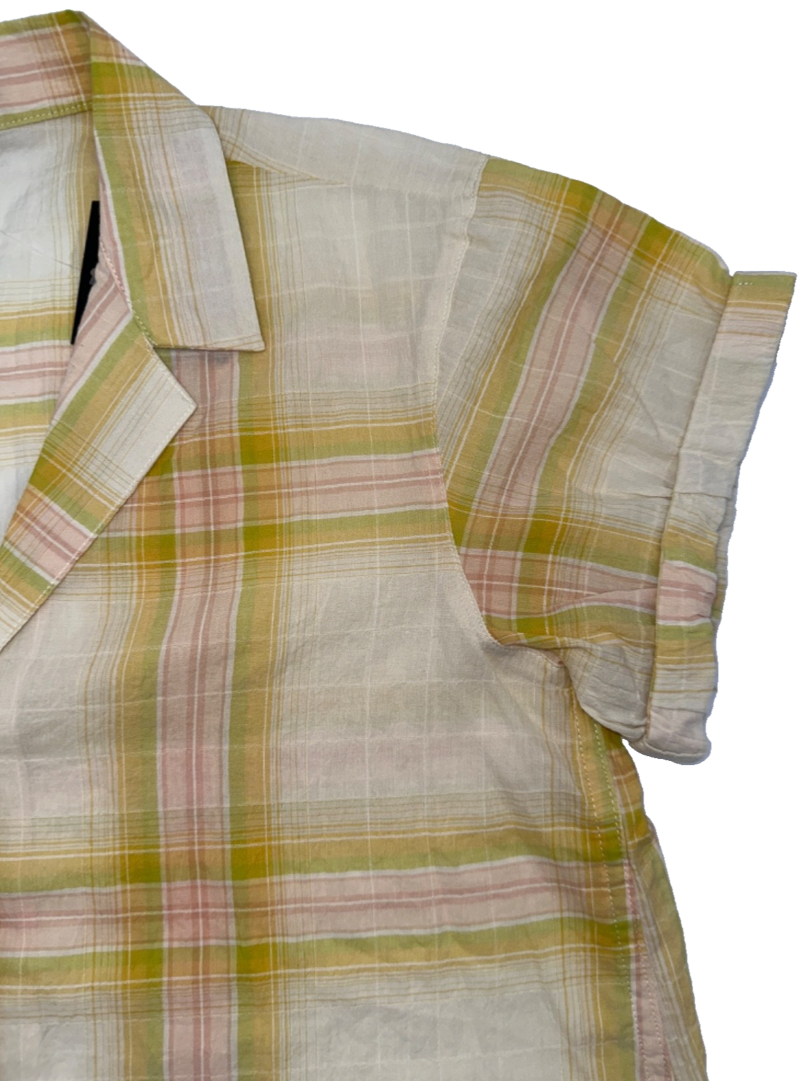 $60 Eddie Bauer Women’s Plaid Packable Camp Shirt - Gold Dust - Medium - New Tag