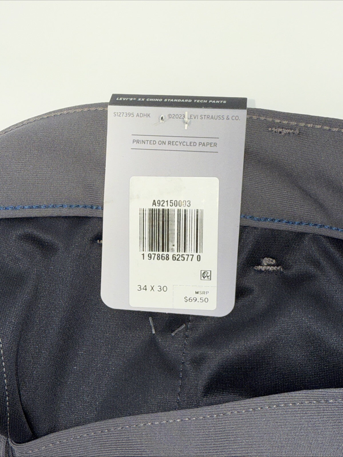 $69 Levi’s XX Chino Standard Tech Men’s Pants- Charred Grey- 34Wx30L