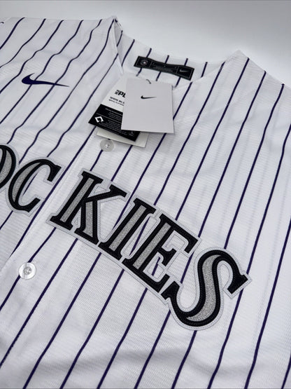 $135 Nike Mens Official Colorado Rockies Ryan McMahon #24 White Jersey-Large-New