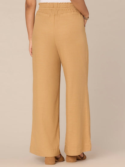 $78 Democracy Women’s  Skyrise Wide Leg Paper Bag Pants-Caramel Latte-Large-New
