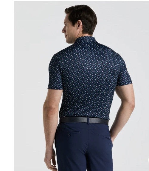 $90 Original Penguin Men’s All Over Augusta  Golf Polo-Black Iris-Medium-New