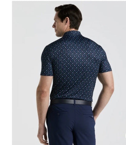 $90 Original Penguin Men’s All Over Augusta  Golf Polo-Black Iris-Medium-New