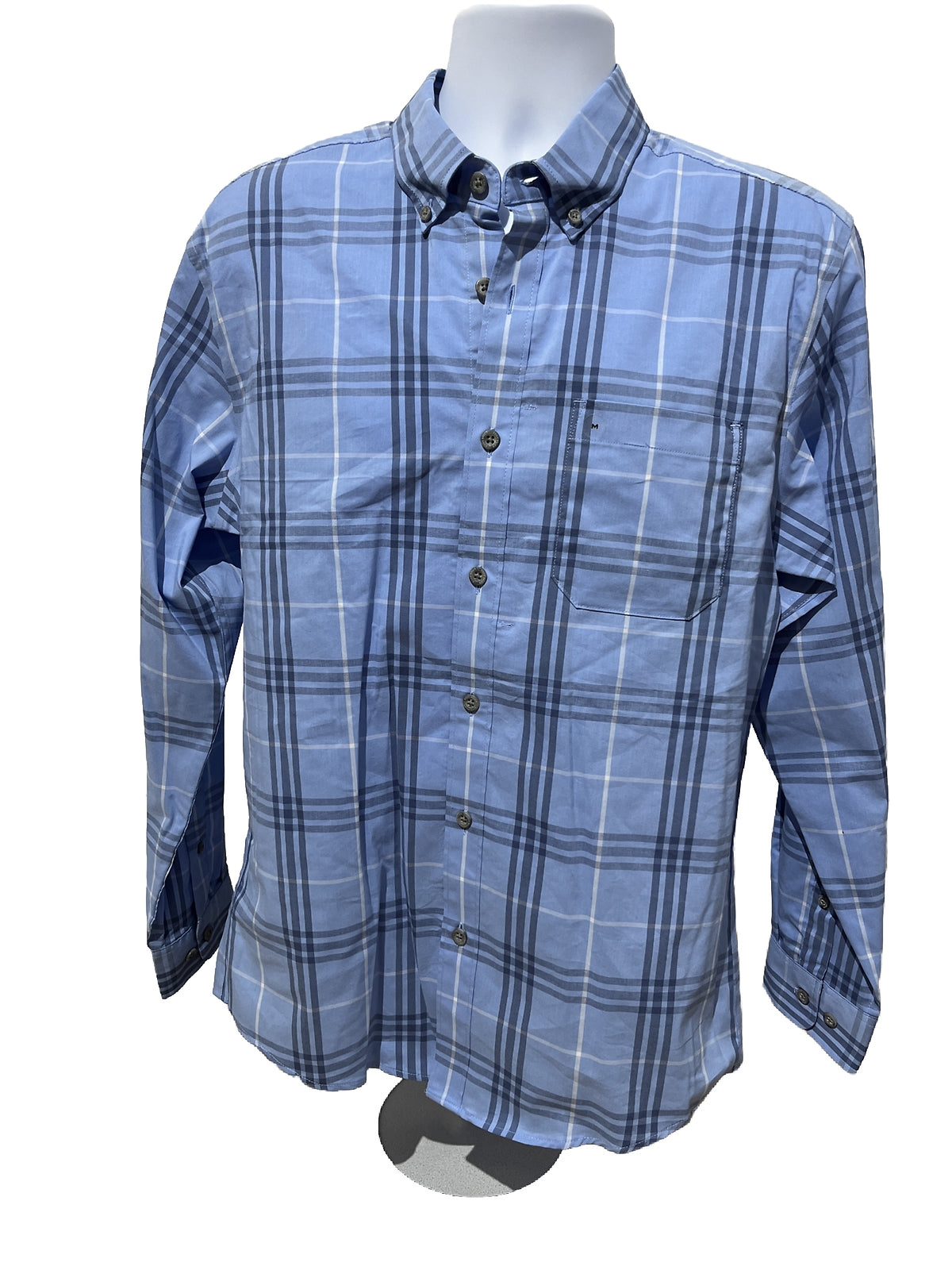 Eddie Bauer Men’s Voyager Shirt Long Sleeve-Peak Blue -Medium-New Tag $75