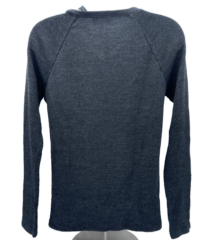 $215 Theory Women's Ranzini V Long Sleeve Rib Knit Sweater-Charcoal -Small-New
