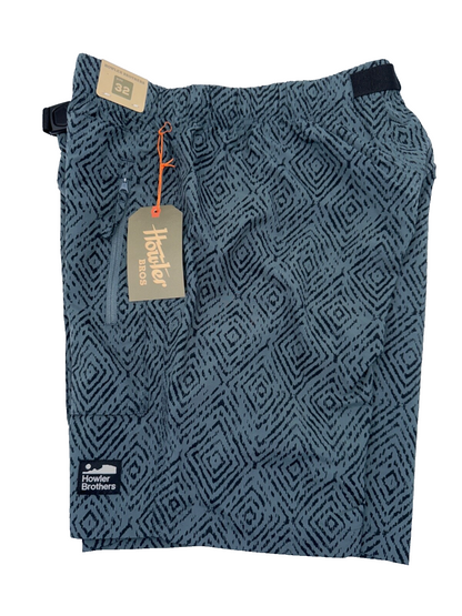 $79 Howler Brothers Men’s Pedernales Packable Short 7” - Soundwaves Petrol - 32W