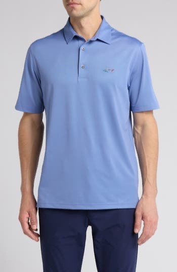 $59 Greg Norman Men’s Oyster Pique Performance Golf Polo - Azur - Medium -New