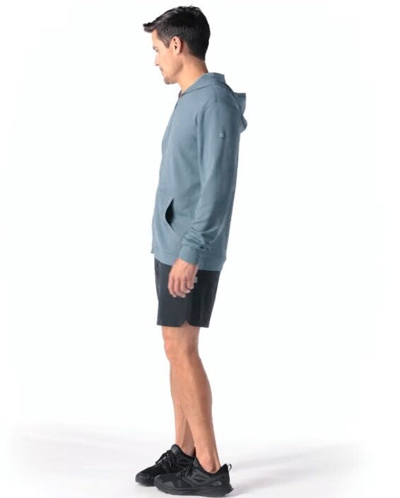 $130 Smartwool Men’s Hoodie Lightweight Uptempo Zip Sweater-Pewter Blue-Small