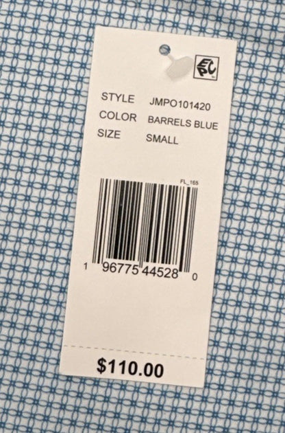 $110 Johnnie O Men’s- Featherweight Performance Polo Shirt-Barrels Blue- Small