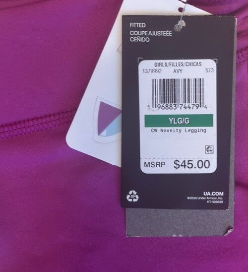 $45 Under Armour Youth Girl’s Cold Weather Leggings Kids- UA Purple-Youth XLarge