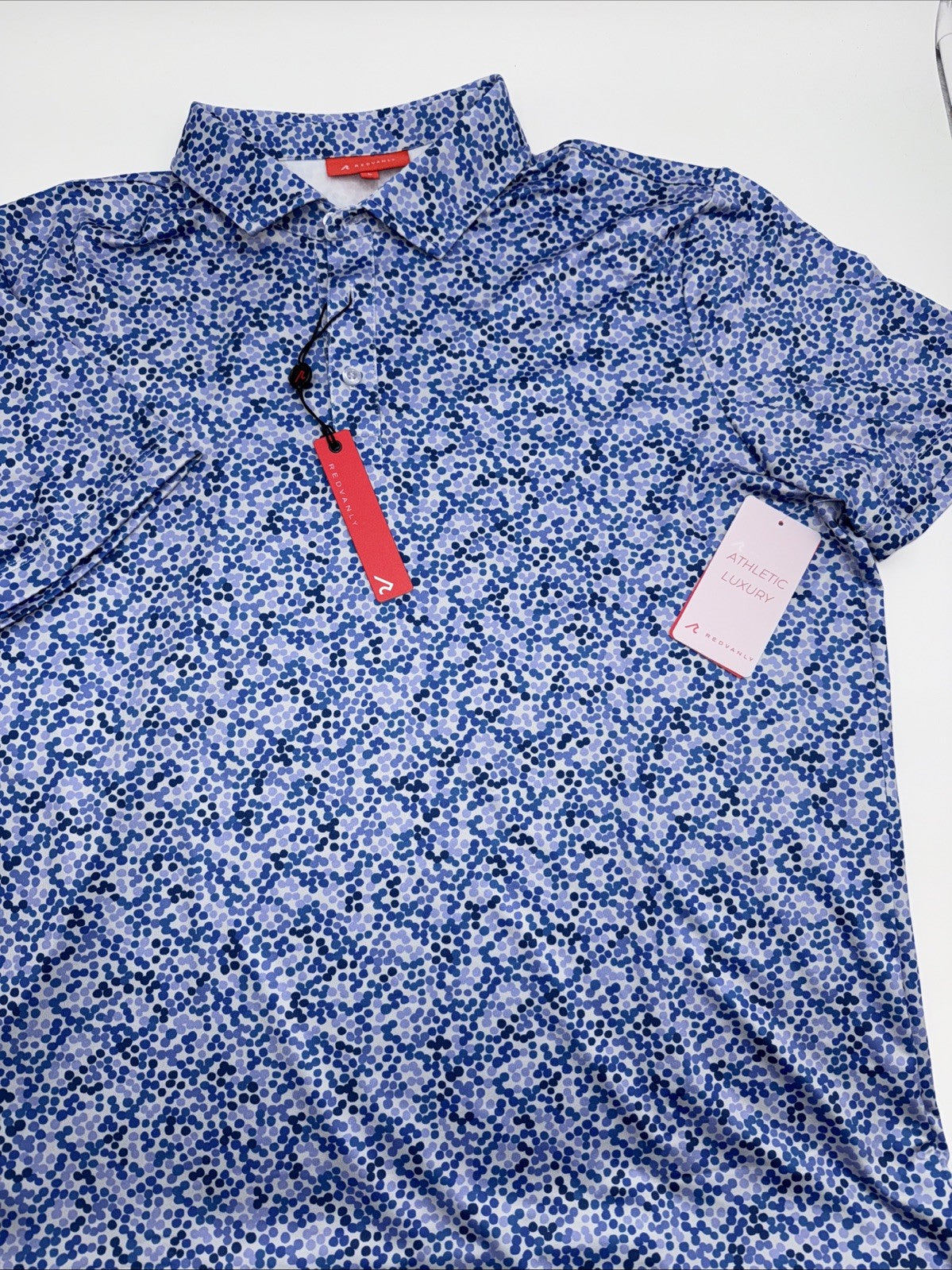 $110 Redvanly Men’s Fourcy Golf Performance Polo Shirt-Blue Lavender -Large-New