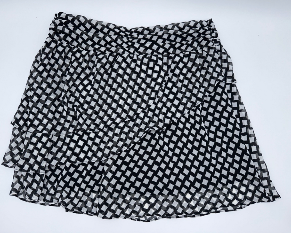 $40 Nine West Women’s Easy Ruffle Skirt - Black/White - Large -New With Tag