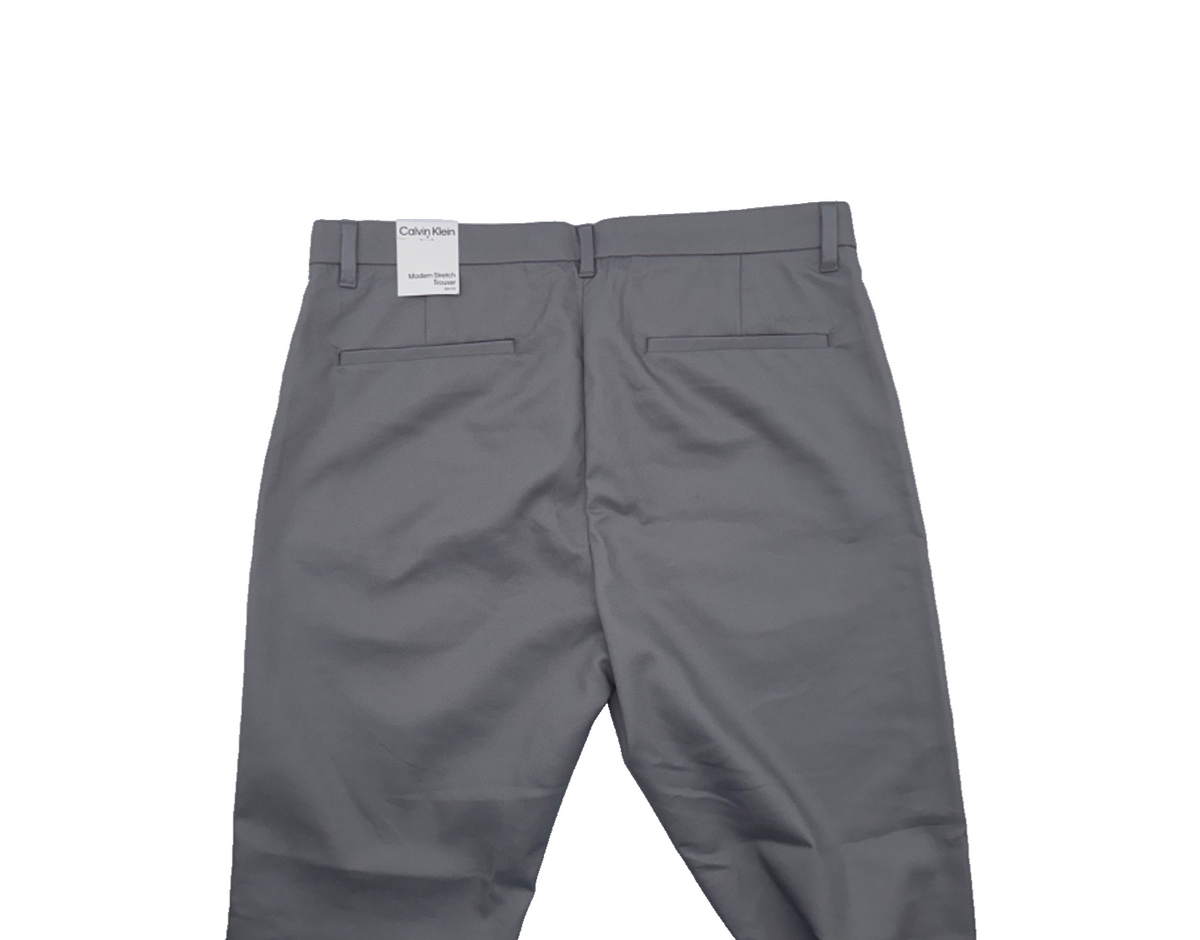 $90 Calvin Klein Men's Modern Stretch Trouser Pants - Alloy - 33W x 30L - New