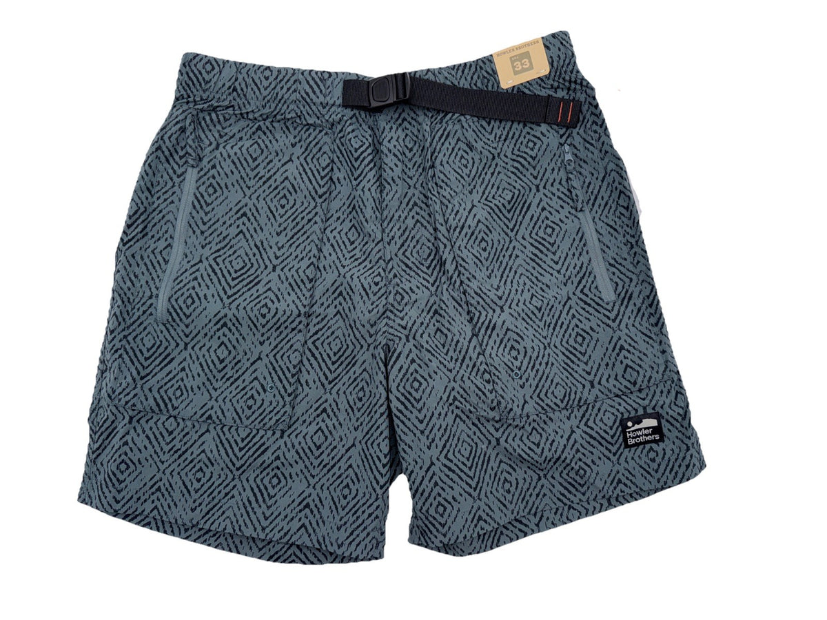 $79 Howler Brothers Men’s Pedernales Packable Short 7” - Soundwaves Petrol - 33W