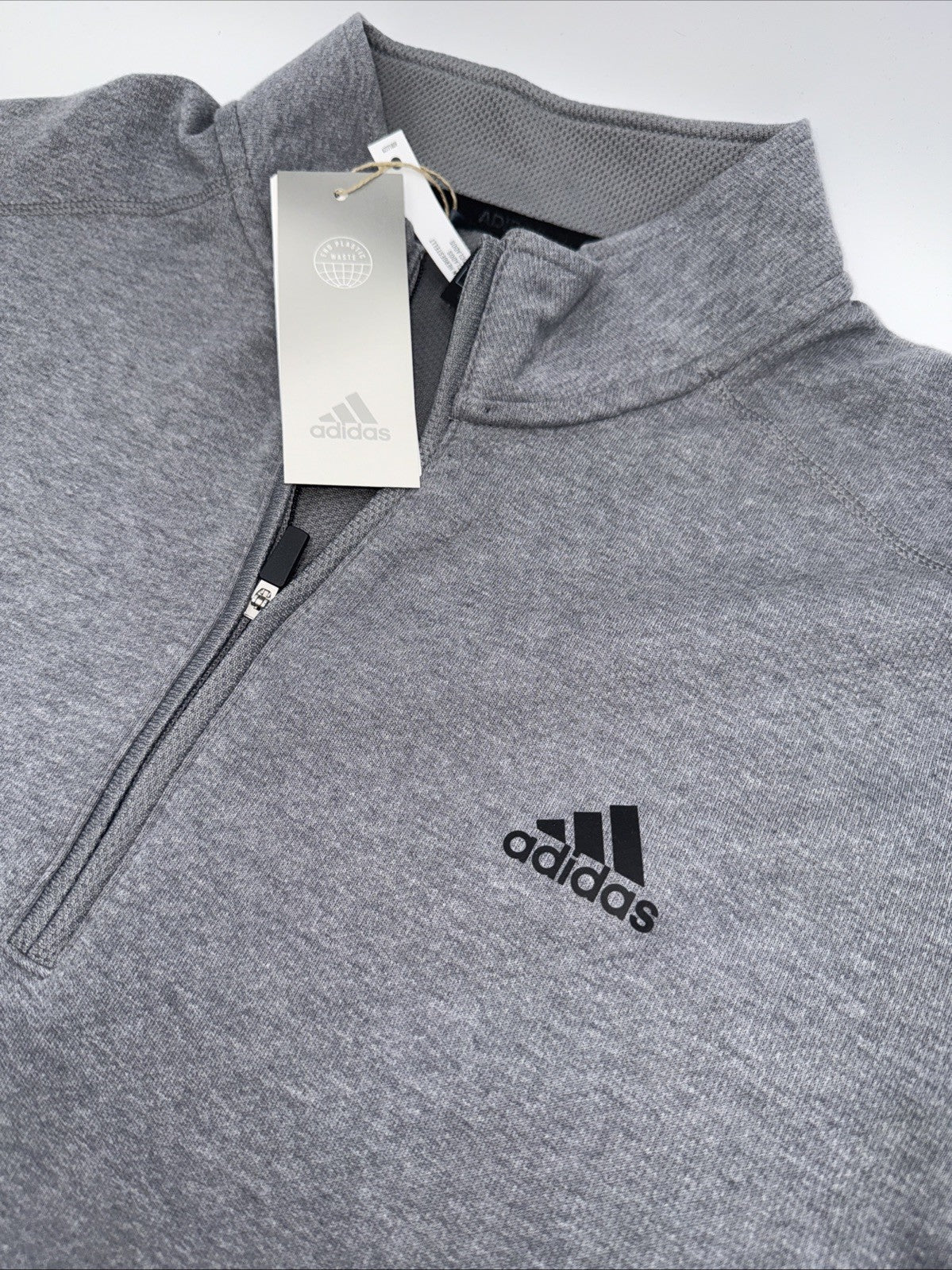 $70 Adidas Mens Men's 3-Stripes Quarter Zip Pullover Golf- Grey- Medium- New Tag