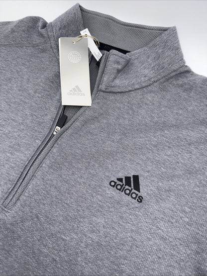$70 Adidas Mens Men's 3-Stripes Quarter Zip Pullover Golf- Grey- Medium- New Tag