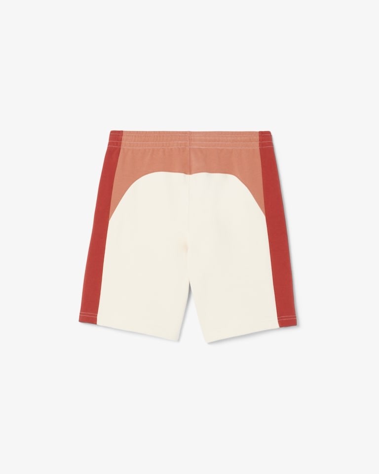 $85 Lacoste Men's Cotton Fleece Colorblock Shorts - White/Brown - Large - New
