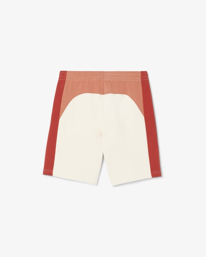 $85 Lacoste Men's Cotton Fleece Colorblock Shorts - White/Brown - Large - New