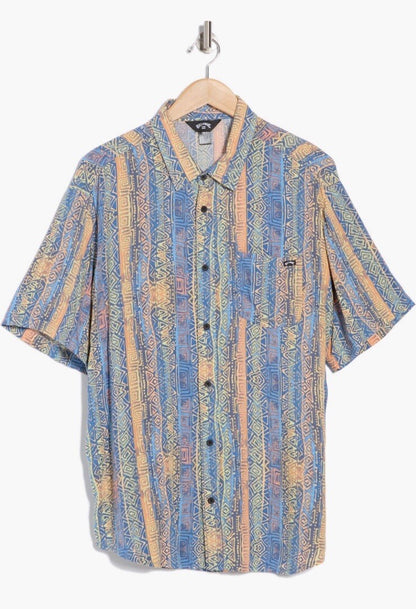 $66 BILLABONG Men's Patrick Short Sleeve Button Shirt- Multi - Large-New