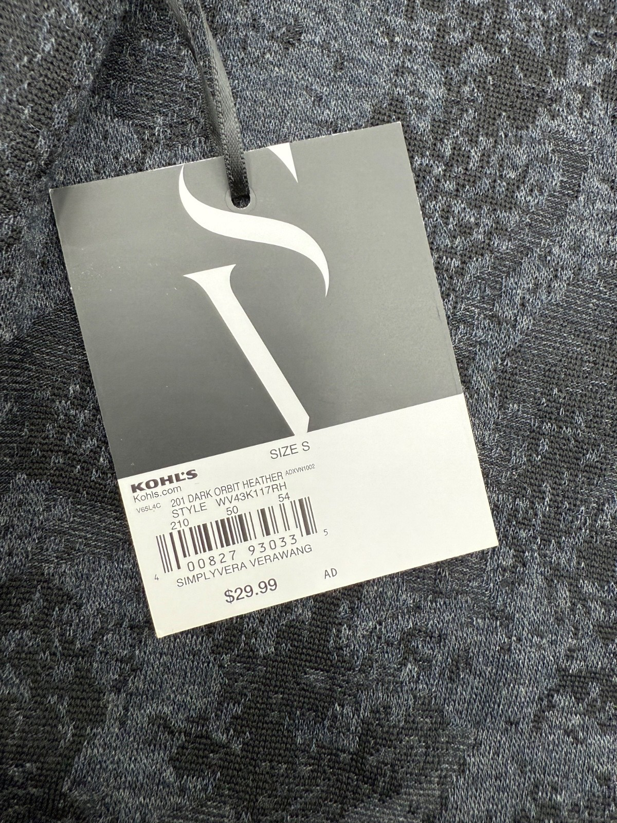$30 Vera Wang Women’s- Long Sleeve Crew Neck Tee- Dark Orbit- Small-New Tag