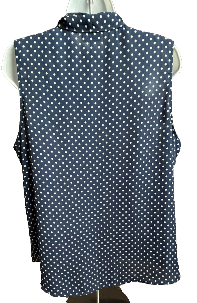 $50 New York & Co. Women’s- Eva Mendes Bow Tie Neck Blouse-Navy-Large-New Tag