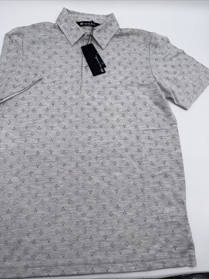 $95 Travis Mathew Men’s Tour Book Golf Polo Shirt-Light Grey - Small- New Tags