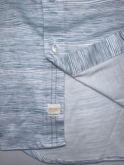 $98 Smooth Co Men's Westside Stripe Button Down Shirt - Morning Sky-Medium-New