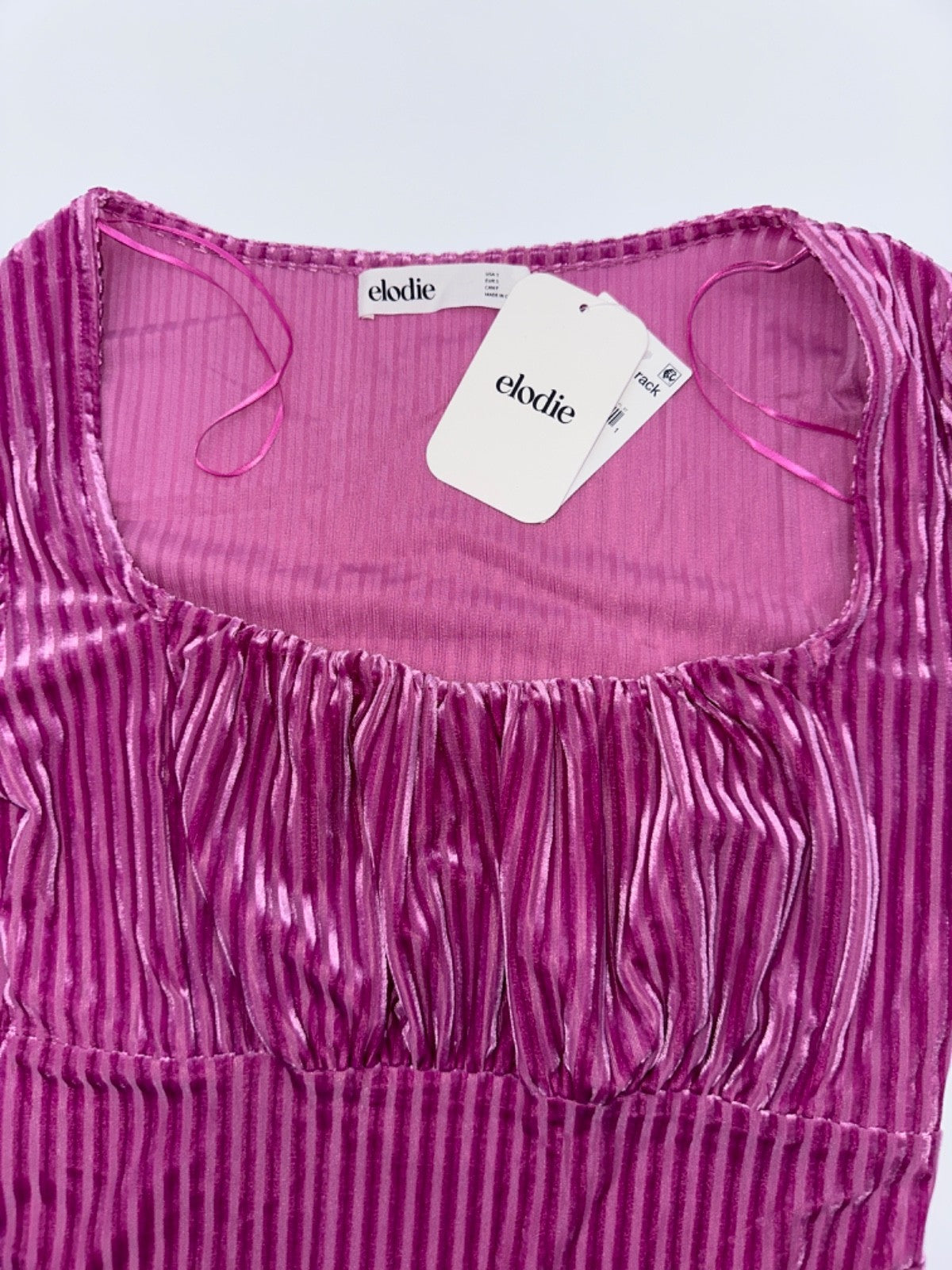 $78 Elodie Women’s Ribbed Velvet Long Sleeve Bodysuit - Pink - Small - New