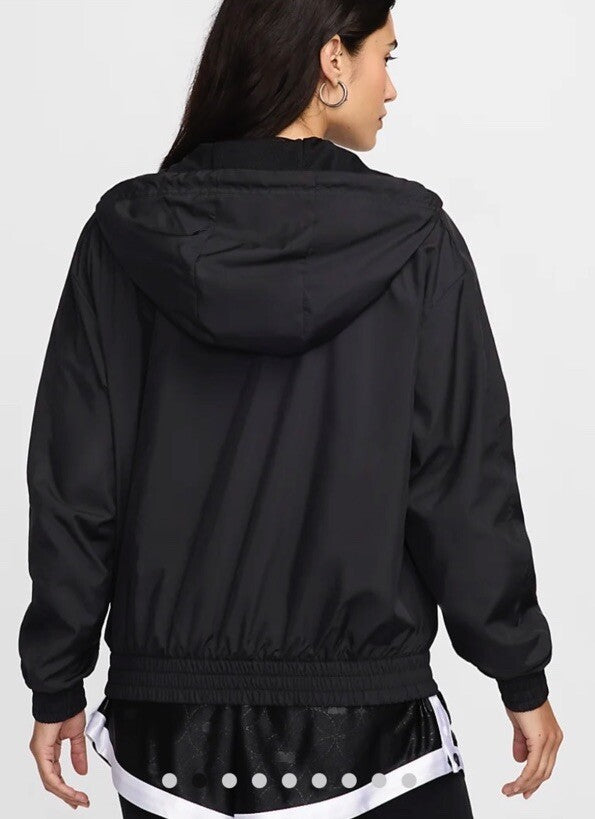 $76 Nike Women's Woven Oversized Hooded Jacket FV6298-010 -Black- Large - New