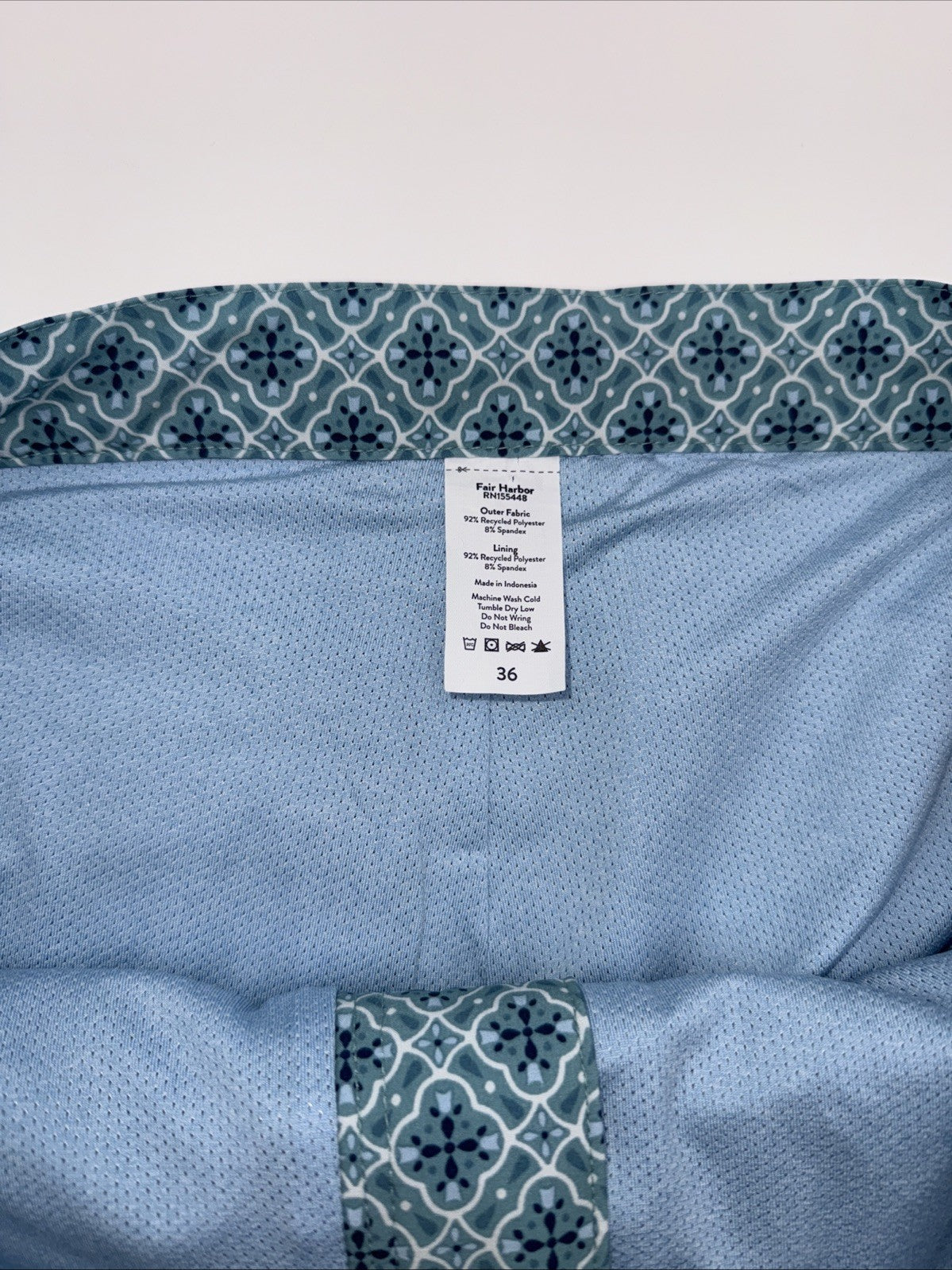 $89 FAIR HARBOR Men’s Sextant Swim Trunk Lined Shorts-Blue Moroccan-Size: 36W
