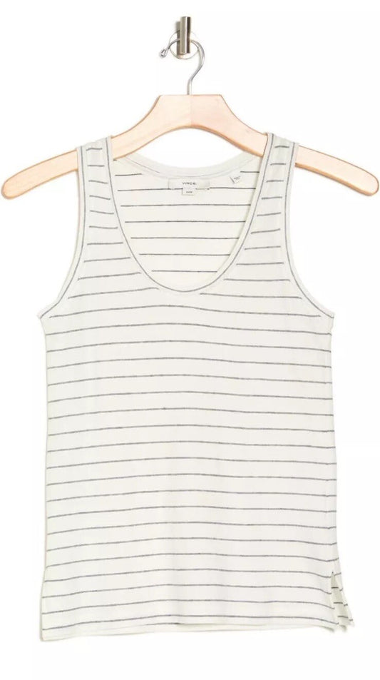 $80 *New* Vince Easy Scoop Neck Striped Tank Top- Off White- Large -New Tag