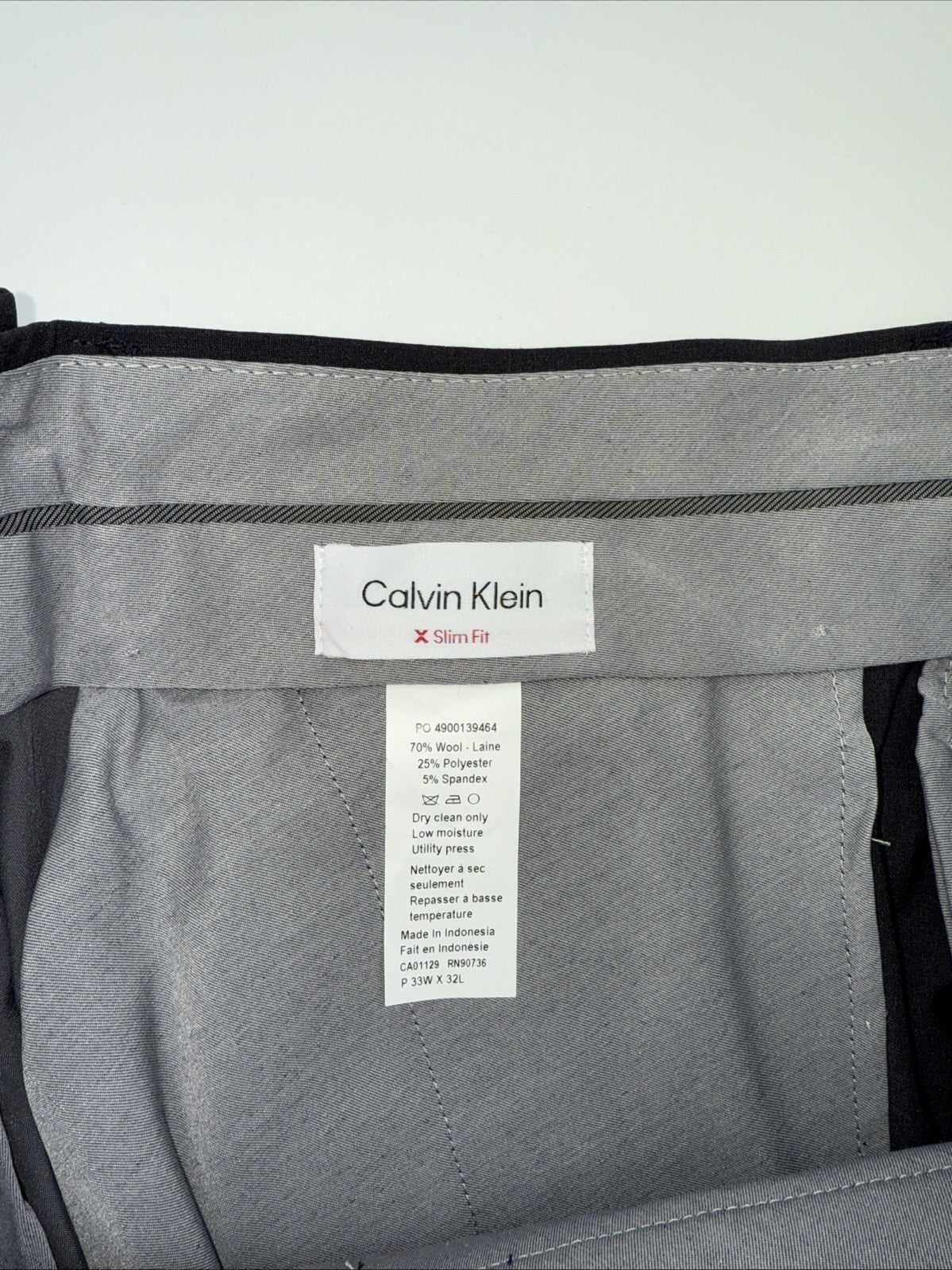 $200 Calvin Klein Men's Jace Suit Pant - Charcoal Grey - 33W x 32L - New Tags