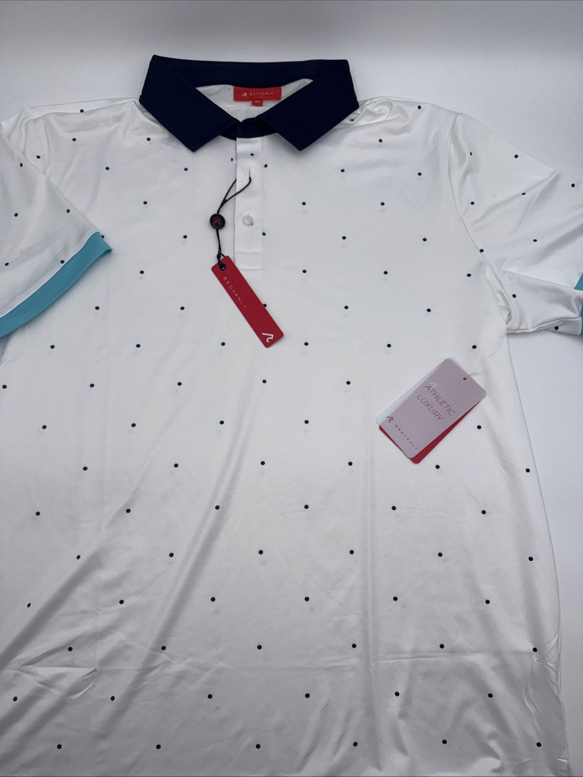 $110 Redvanly Men’s Ramey Golf Performance Polo Shirt-Bright White -XLarge -New