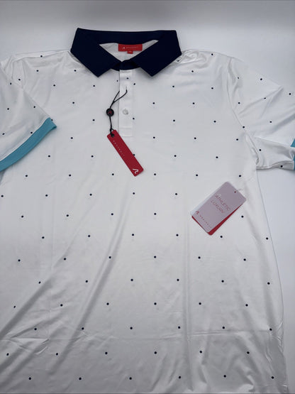 $110 Redvanly Men’s Ramey Golf Performance Polo Shirt-Bright White -XLarge -New