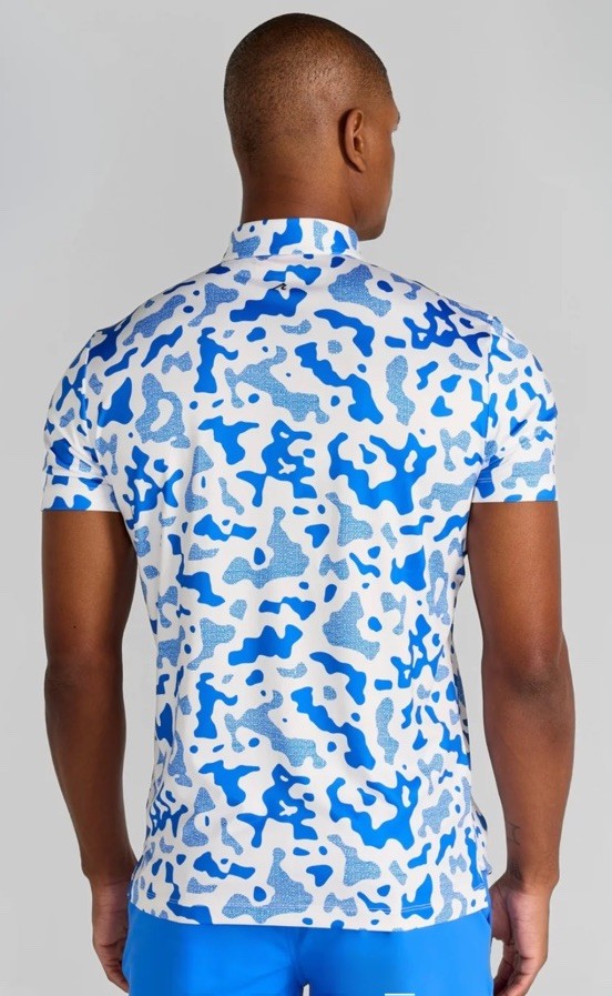 $110 Redvanly Men’s Camo Barres Golf Performance Stretch Polo Shirt-Blue-Small