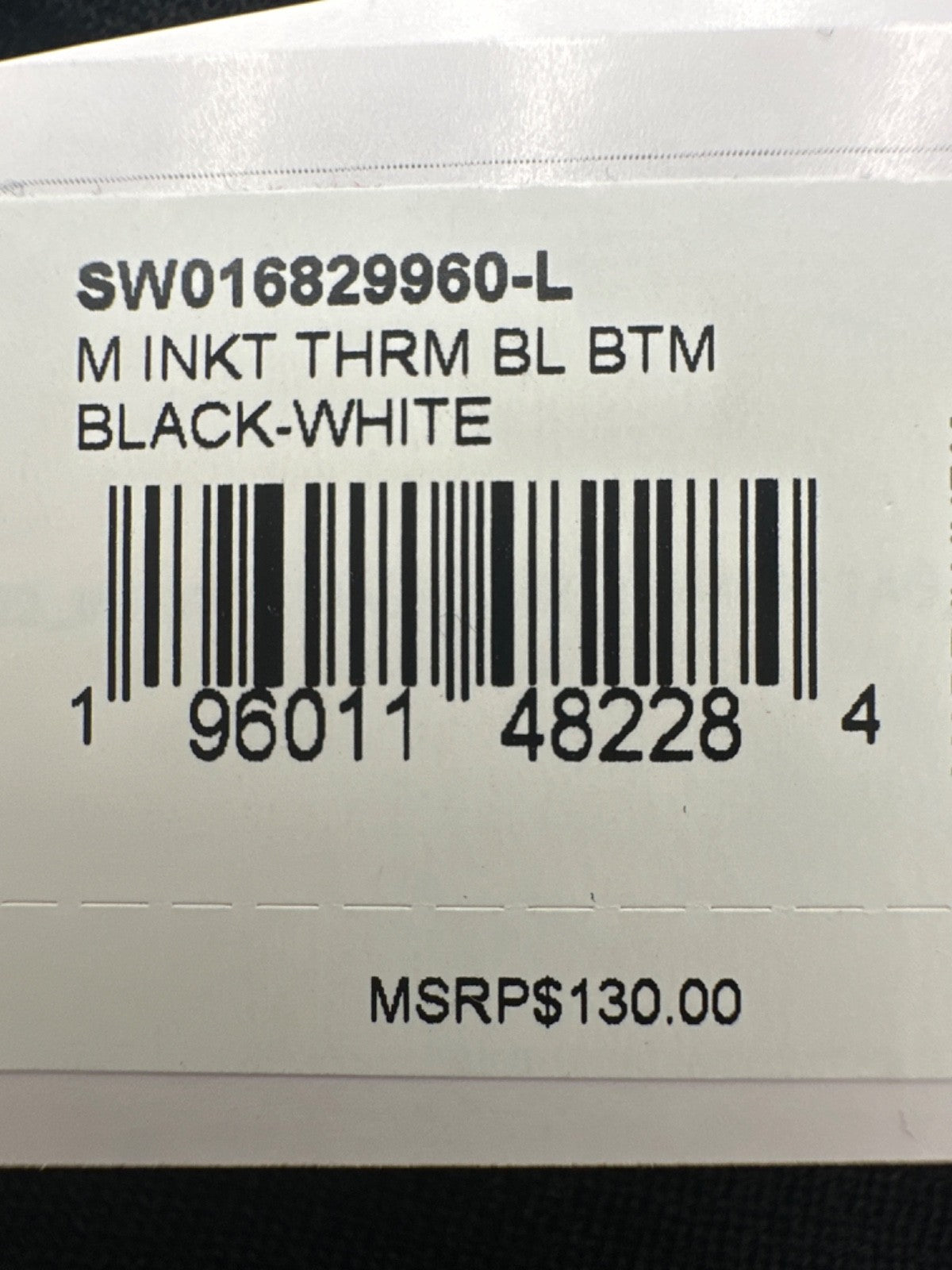 $130 Smartwool Men’s Base Layer Bottom - Black/White - Large - New With Tags