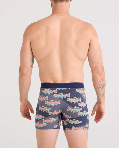 $34 SAXX Men’s Quest Quick Dry Mesh Boxer Brief Fly-Mosaic Trout - Medium - New