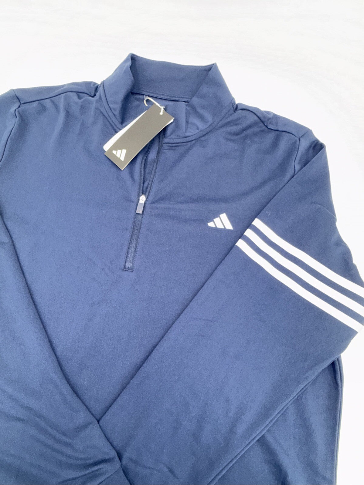$70 adidas Men’s Adi 3 Stripes Lightweight 1/2 Zip Pullover- Navy - Medium - New