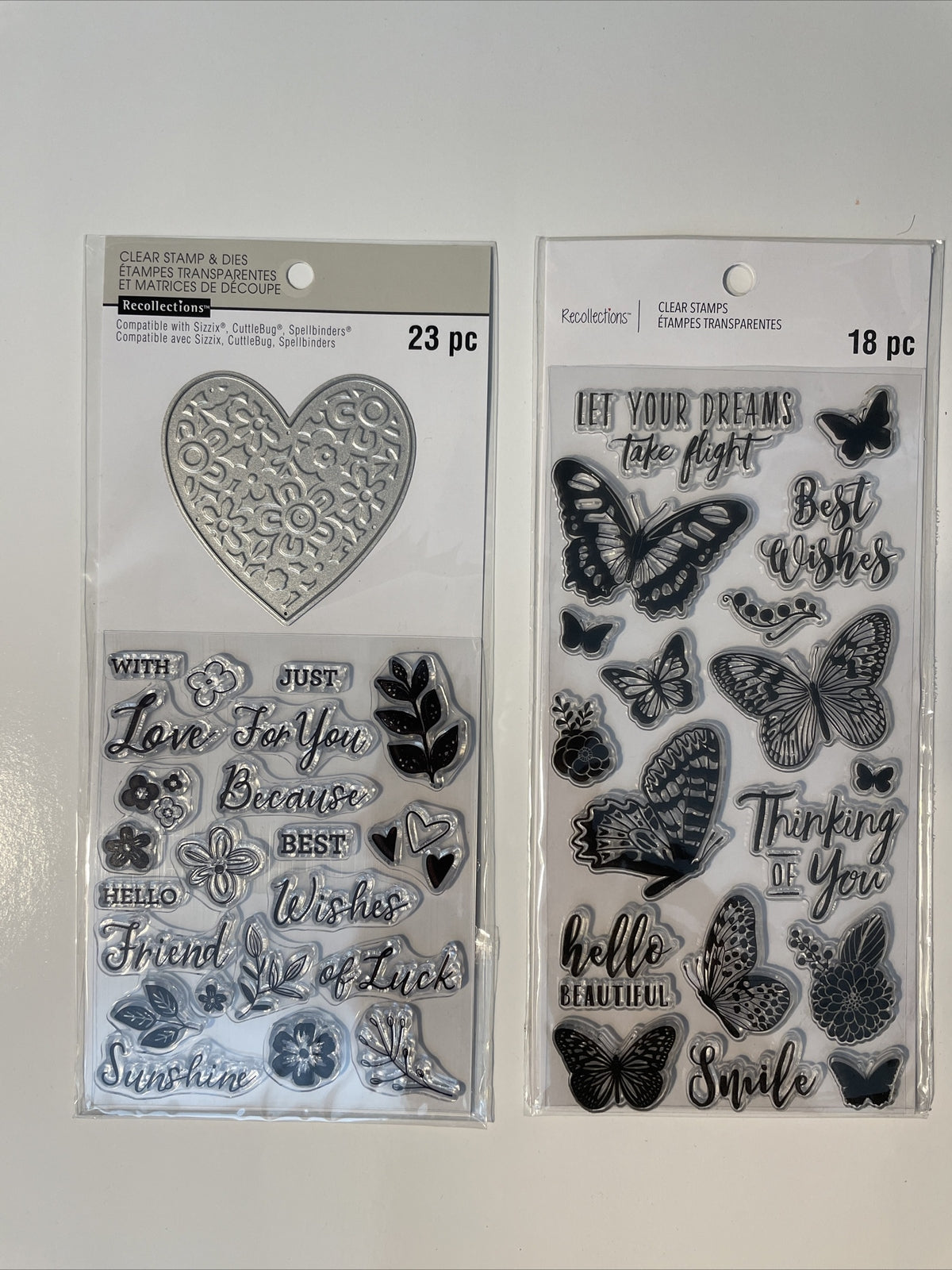Lot Of 2 Recollections Poly Clear Photopolymer Stamps - Combo Lot